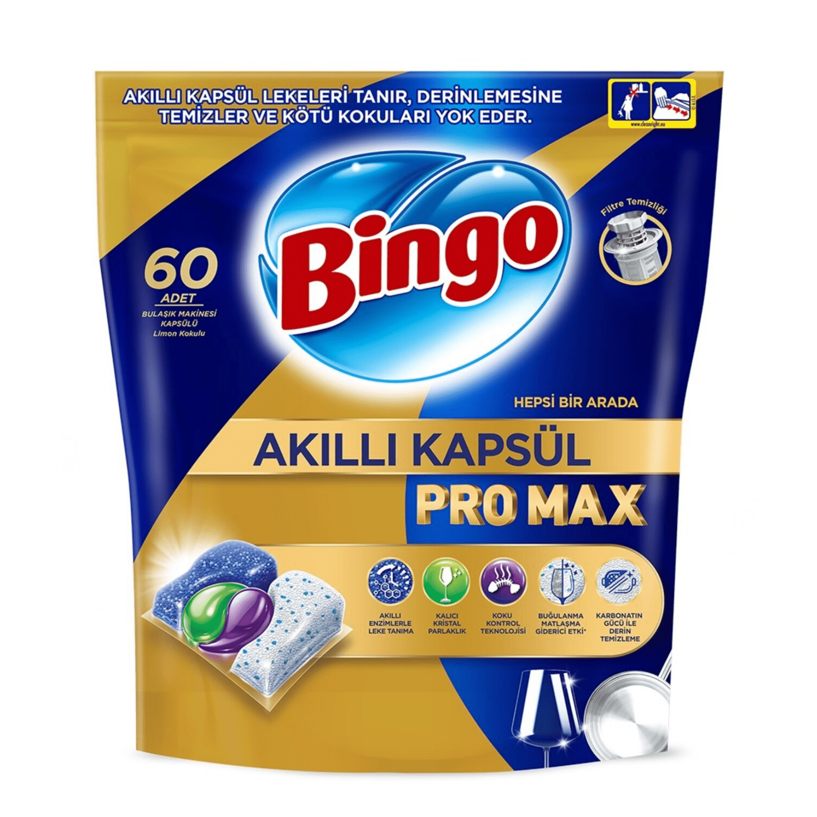 Bingo Pro Max Akıllı Bulaşık Kapsülü 60'Lı