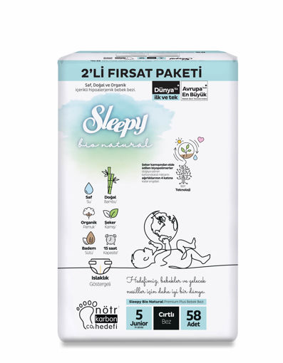 Sleepy Bio Natural 2'li Fırsat Paketi 5 Beden Junior Bebek Bezi 58 Adet