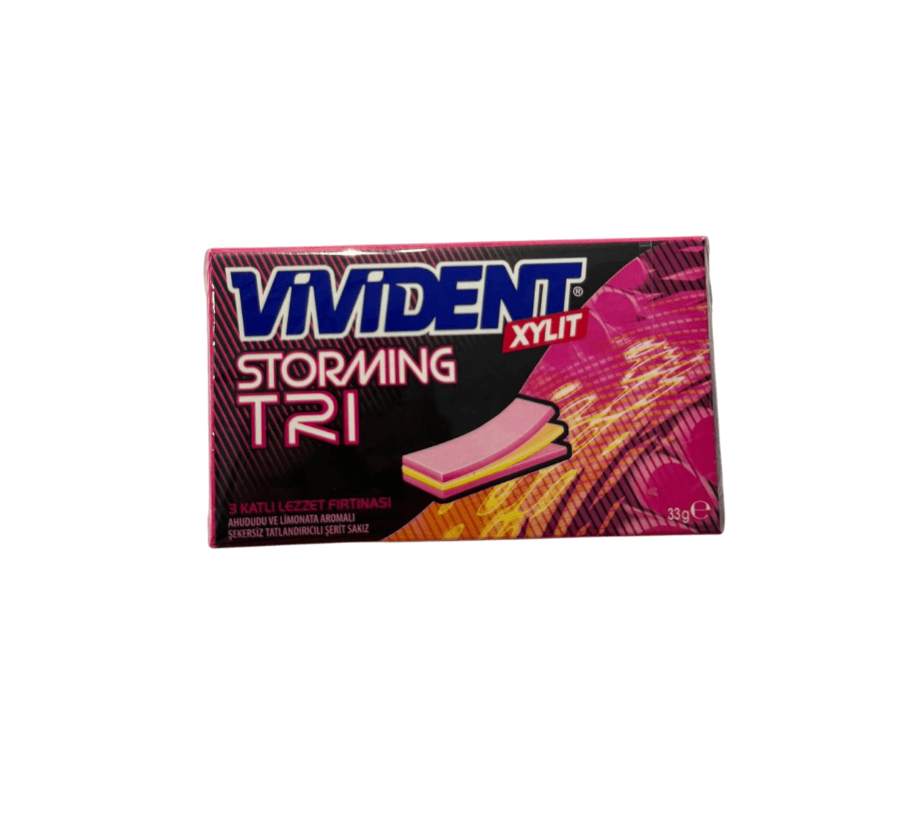 Vivident Storming 3 Katlı Çilek, Ahududu Ve Frenk Üzümü Aromalı Sakız 33 Gr