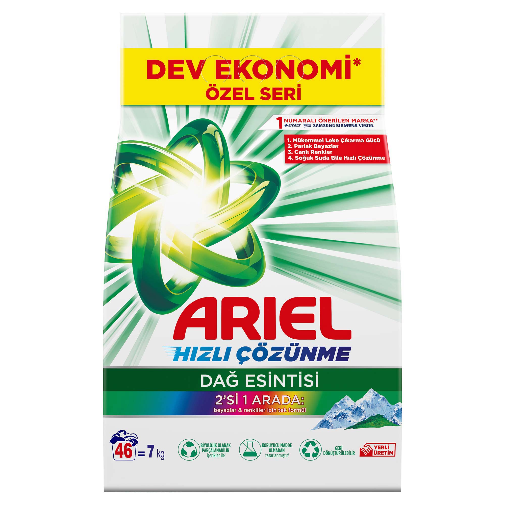 Ariel Beyazlar ve Renkliler İçin Toz Deterjan 7 KG
