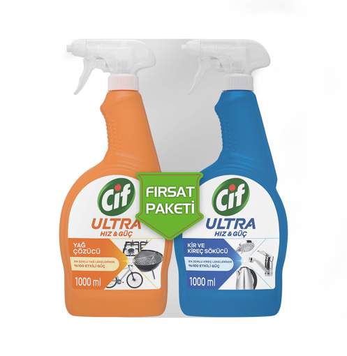 Cif Ultra Hız Yağ Çözücü 1000 Ml+Kireç Sökücü 100 Ml Sprey