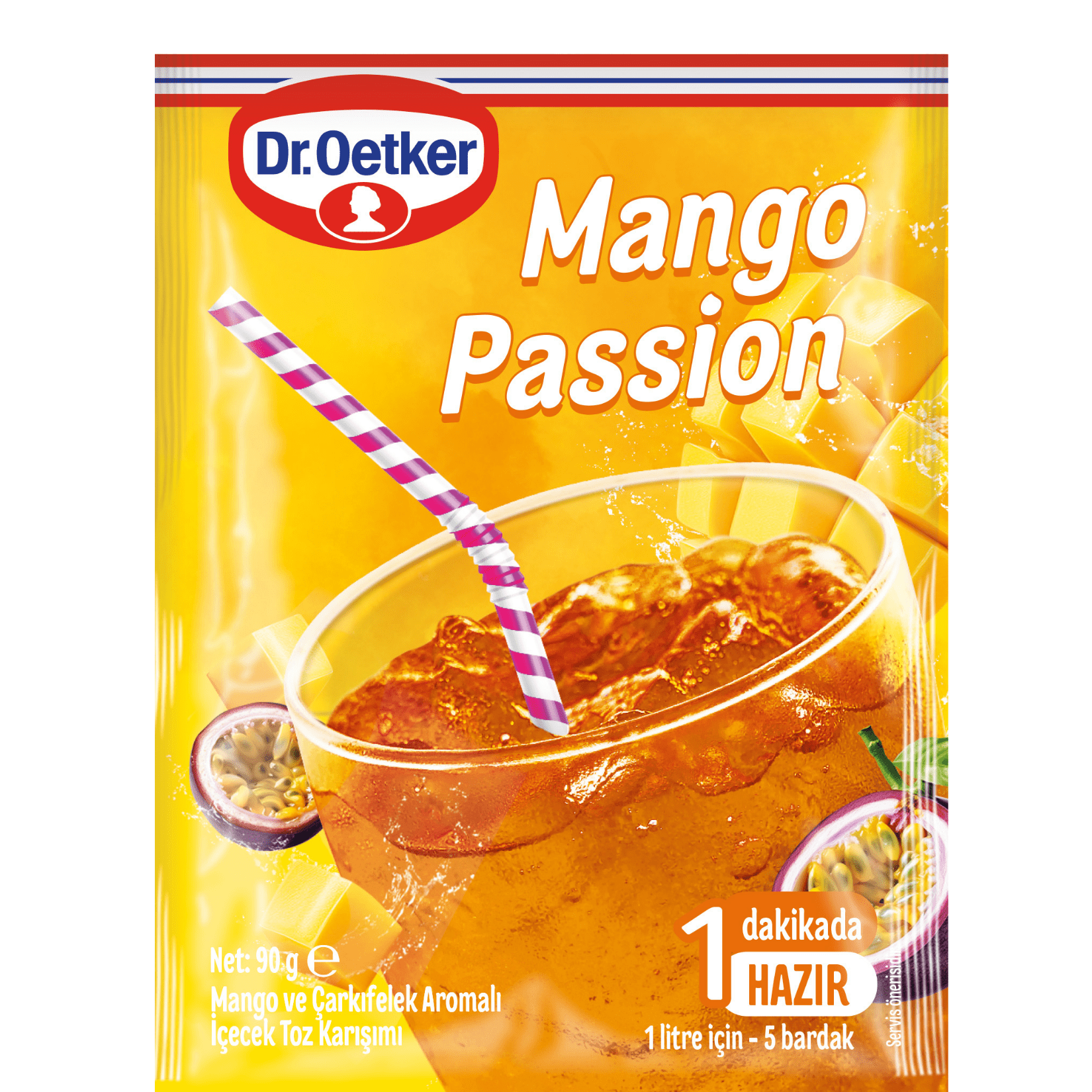 Dr. Oetker Mango ve Çarkıfelek Aromalı Toz İçecek 90 Gr