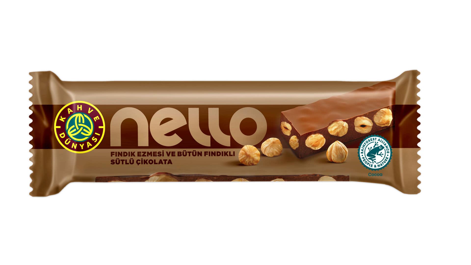 Kahve Dünyası Nello Fındık Ezmeli Ve Bütün Fındıklı Çikolata 33 Gr