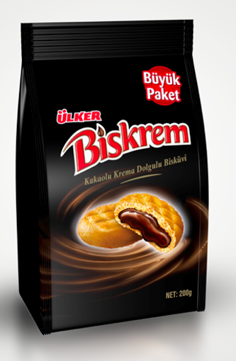 Biskrem Kakaolu Krema Dolgulu Büyük Poşet Bisküvi 200 Gr