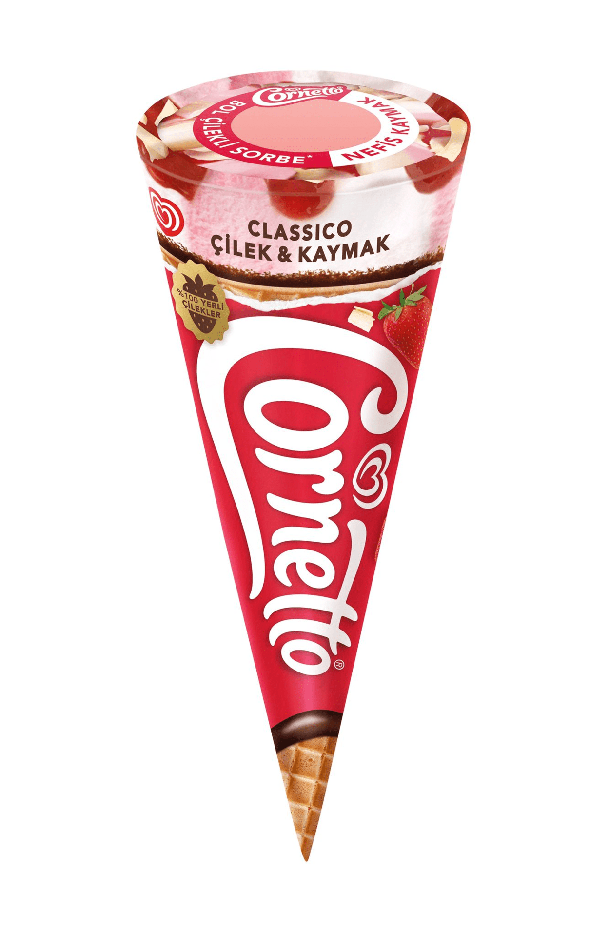 Algida Cornetto Classico Çilek&Kaymak Dondurma 120 Ml