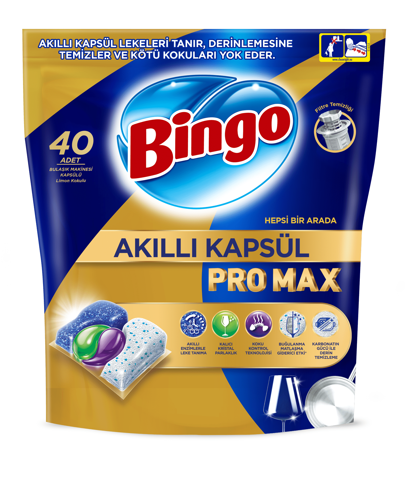 Bingo Hepsi Bir Arada Bulaşık Tableti 40 Adet