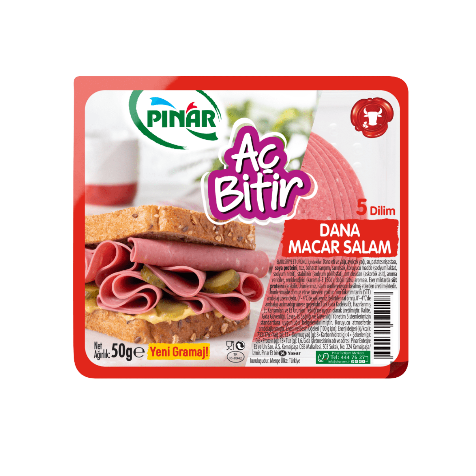 Pınar Macar Salam Aç Bitir Büyük Dilim 50 Gr